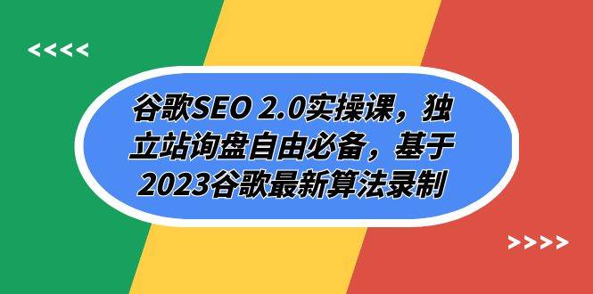 谷歌SEO 2.0实操课，独立站询盘自由必备，基于2023谷歌最新算法录制（94节-无忧资源网