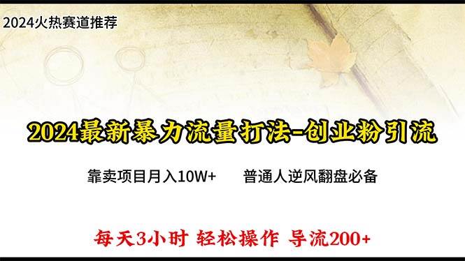 2024年最新暴力流量打法，每日导入300+，靠卖项目月入10W+-无忧资源网