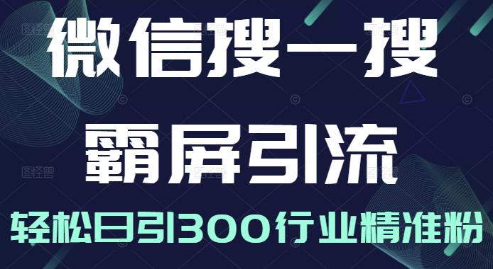 微信搜一搜霸屏引流课，打造被动精准引流系统，轻松日引300行业精准粉【无水印】-无忧资源网